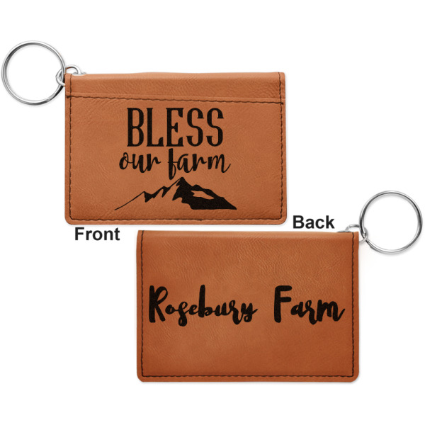 Custom Design - Cognac Leatherette Keychain ID Holders - Front and Back Apvl