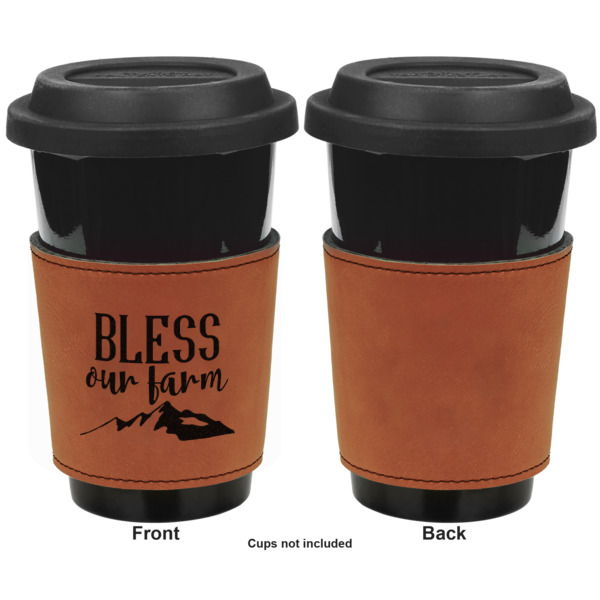 Custom Design - Cognac Leatherette Mug Sleeve - Single Sided Approval