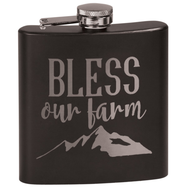Custom Farm House Black Flask Set