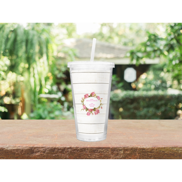 Custom Design - Double Wall Tumbler with Straw - Lifestyle
