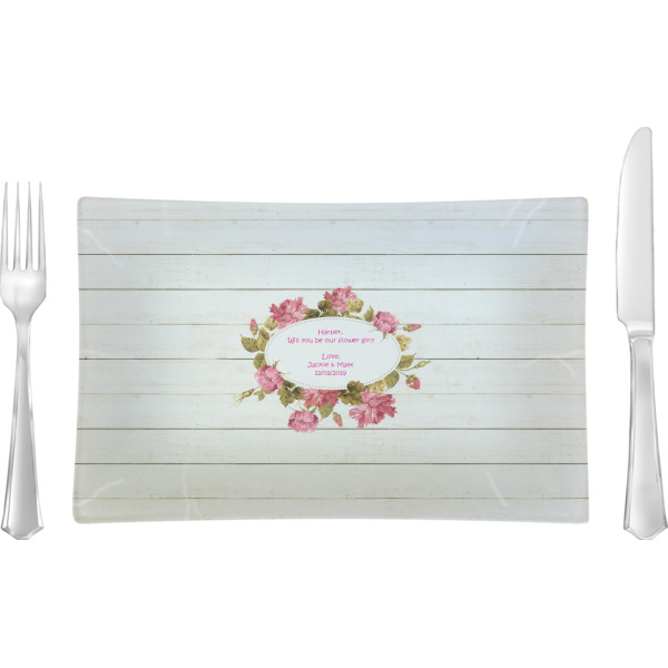 Custom Farm House Rectangular Glass Lunch / Dinner Plate - Single or Set (Personalized)