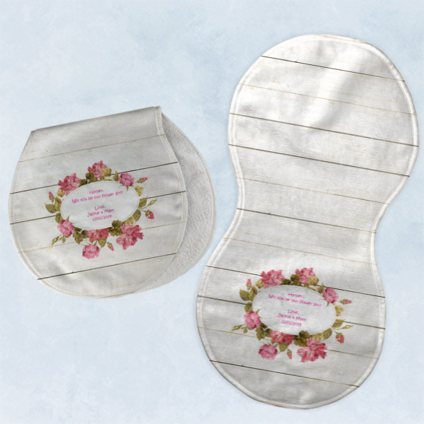 Custom Design - Two Peanut Shaped Burps - Open and Folded