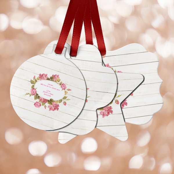 Custom Farm House Metal Ornaments - Double Sided w/ Name or Text