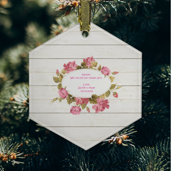 Custom Design - Frosted Glass Ornament - Hexagon (Lifestyle)