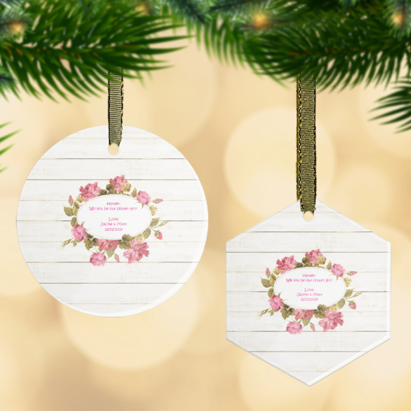 Custom Farm House Flat Glass Ornament w/ Name or Text