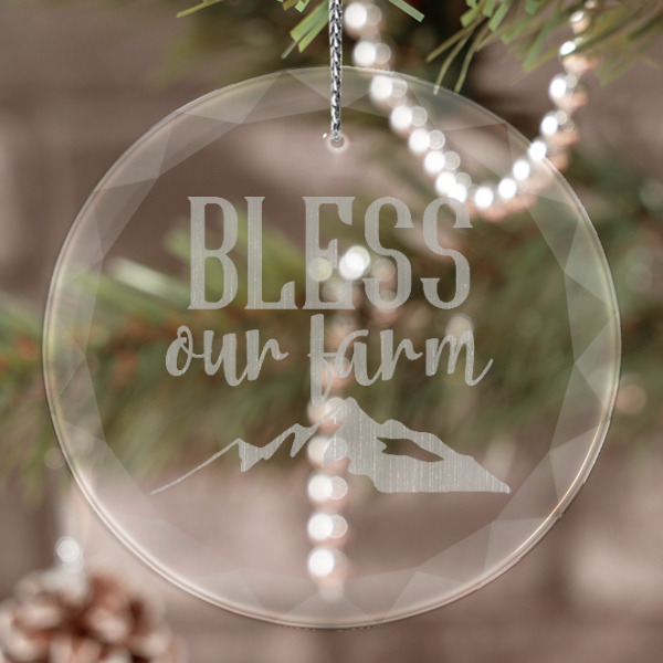 Custom Farm House Engraved Glass Ornament