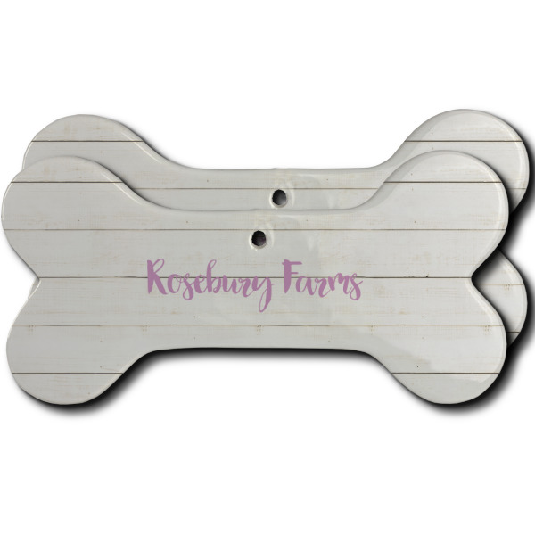 Custom Farm House Ceramic Dog Ornament - Front & Back w/ Name or Text