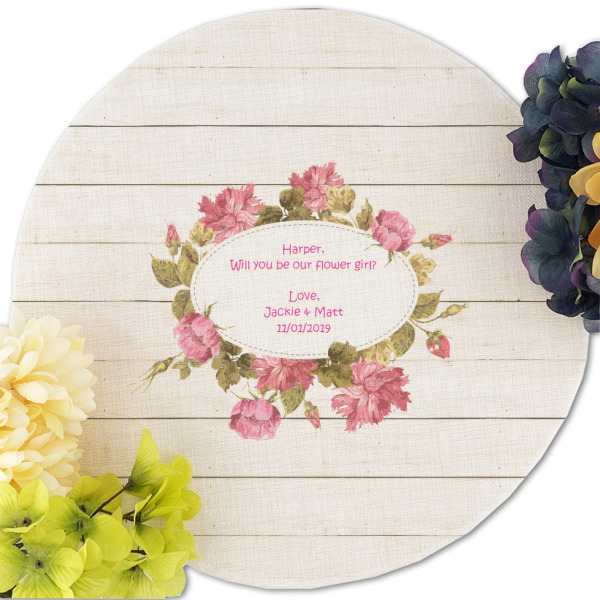 Custom Design - Round Linen Placemats - Front (w flowers)