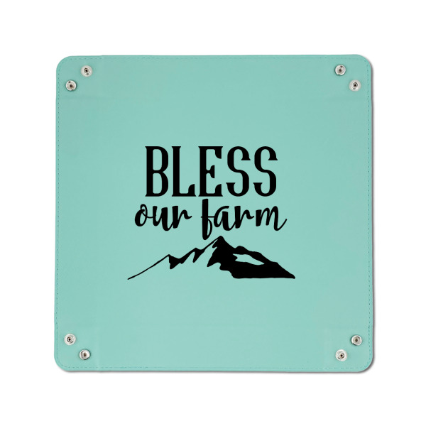 Custom Design - 6" x 6" Teal Leatherette Snap Up Tray - APPROVAL