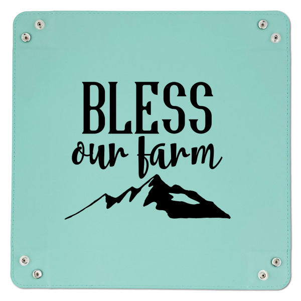 Custom Design - 9" x 9" Teal Leatherette Snap Up Tray - APPROVAL