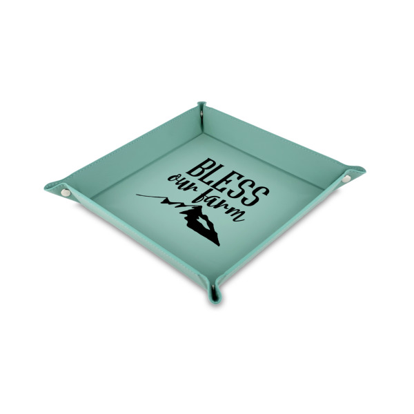 Custom Design Your Own Faux Leather Dice Tray - 6" x 6" - Teal