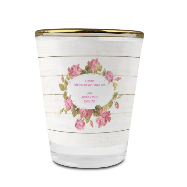 Custom Design - Glass Shot Glass - Gold Rim - Front