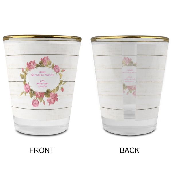 Custom Design - Glass Shot Glass - Gold Rim - Front & Back