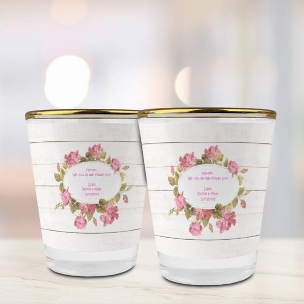 Custom Design - Glass Shot Glass - Gold Rim - Lifestyle