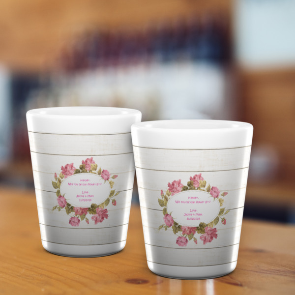 Custom Design - Ceramic Shot Glass - White - Lifestyle