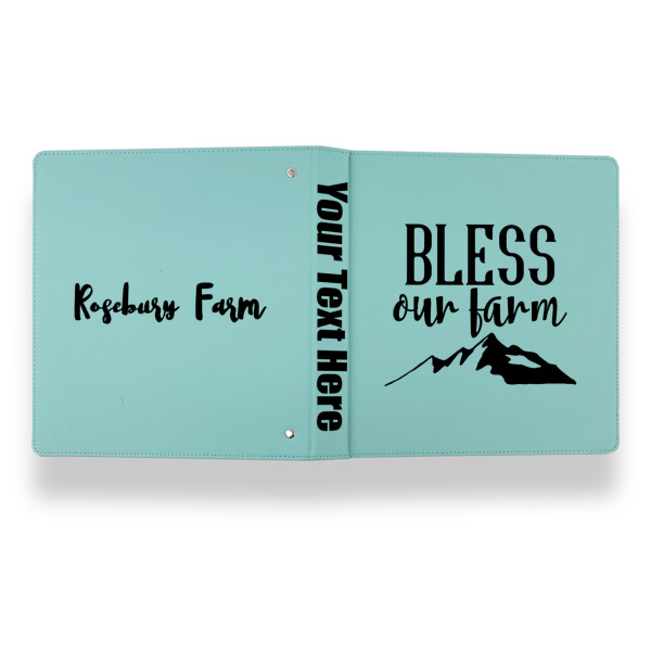 Custom Design - Leather Binder - 1" - Teal - Back Spine Front View