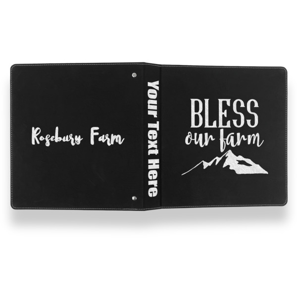 Custom Design - Leather Binder - 1" - Black- Back Spine Front View