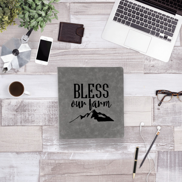 Custom Design - Leather Binder - 1" - Grey - Lifestyle View