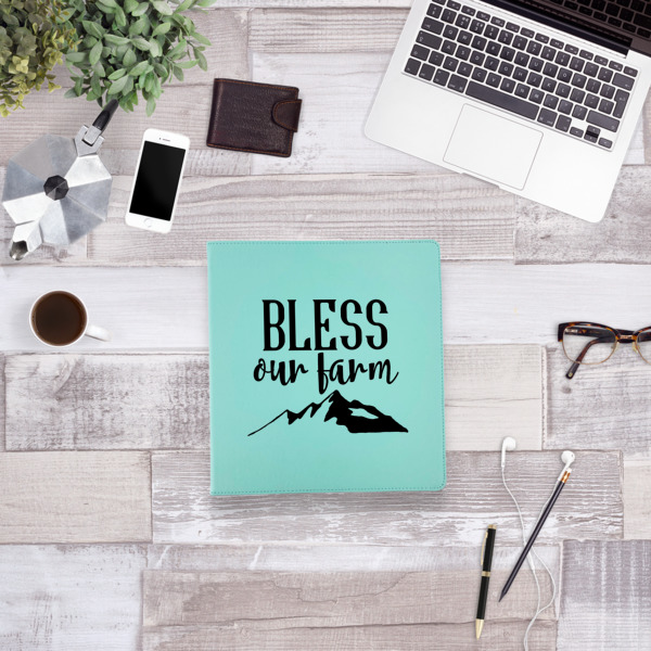 Custom Design - Leather Binder - 1" - Teal - Lifestyle View