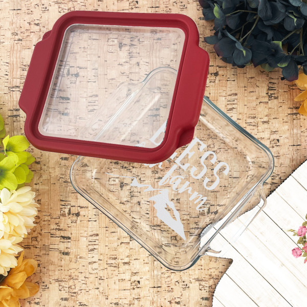 Custom Design - Glass Cake Dish - 8"x8" - Lifestyle