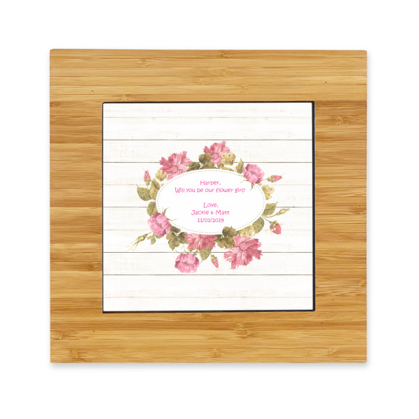 Custom Farm House Bamboo Trivet with Ceramic Tile Insert (Personalized)