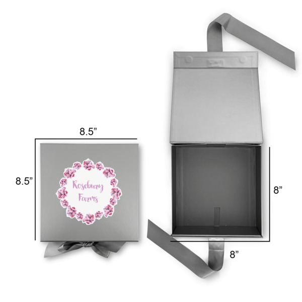 Custom Design - Gift Boxes with Magnetic Lid - Silver - Open & Closed