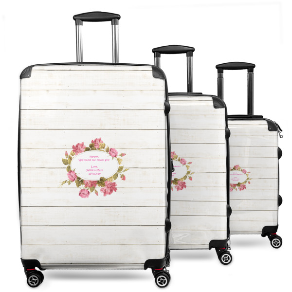 Custom Farm House 3 Piece Luggage Set - 20" Carry On, 24" Medium Checked, 28" Large Checked (Personalized)