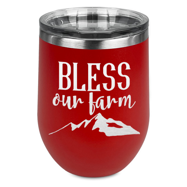 Custom Farm House Stemless Stainless Steel Wine Tumbler - Red - Single Sided
