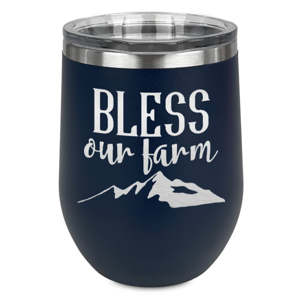 Custom Design - Stainless Wine Tumblers - Navy - Single Sided - Front