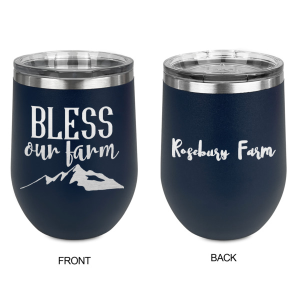 Custom Design - Stainless Wine Tumblers - Navy - Double Sided - Approval