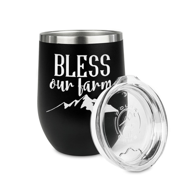 Custom Design - Stainless Wine Tumblers - Black - Single Sided - Alt View