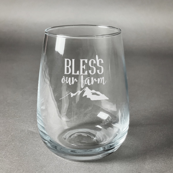Custom Farm House Stemless Wine Glass - Engraved