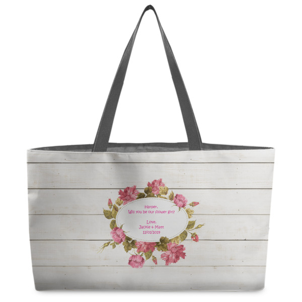Custom Farm House Beach Totes Bag - w/ Black Handles (Personalized)