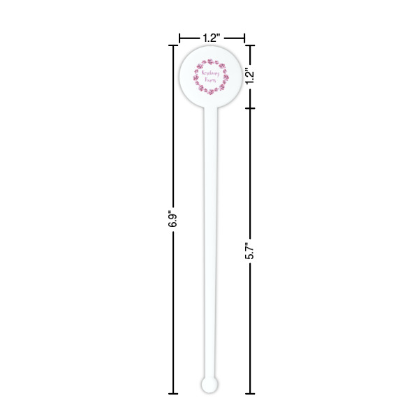 Custom Design - White Plastic 7" Stir Stick - Round - Dimensions