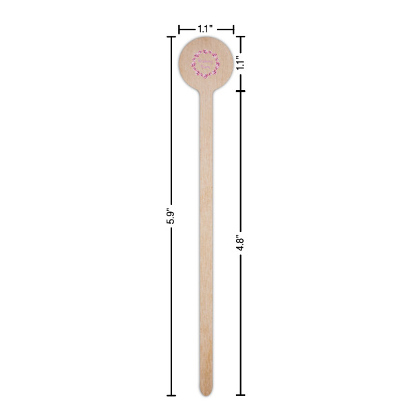 Custom Design - Wooden 6" Stir Stick - Round - Dimensions