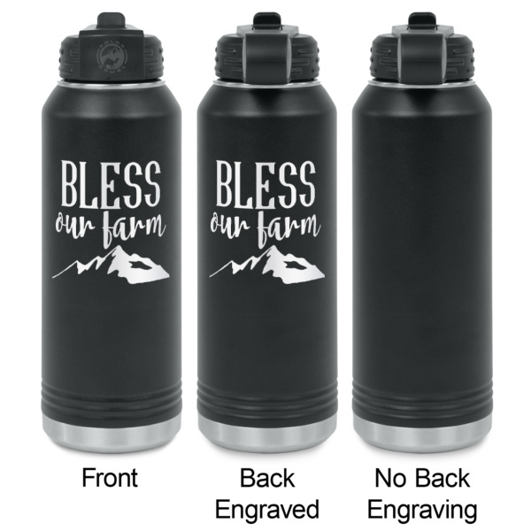 Custom Design - Laser Engraved Water Bottles - 2 Styles - Front & Back View
