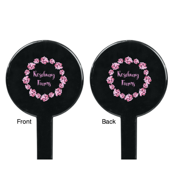 Custom Design - Black Plastic 7" Stir Stick - Double Sided - Round - Front & Back