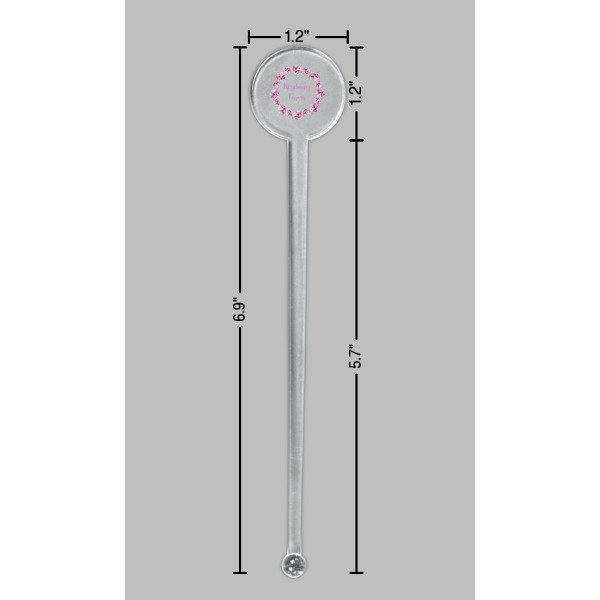 Custom Design - Clear Plastic 7" Stir Stick - Round - Dimensions