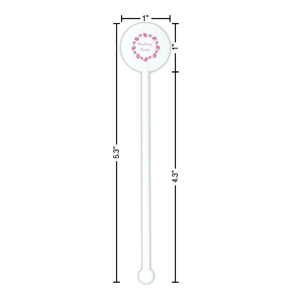 Custom Design - White Plastic 5.5" Stir Stick - Round - Dimensions