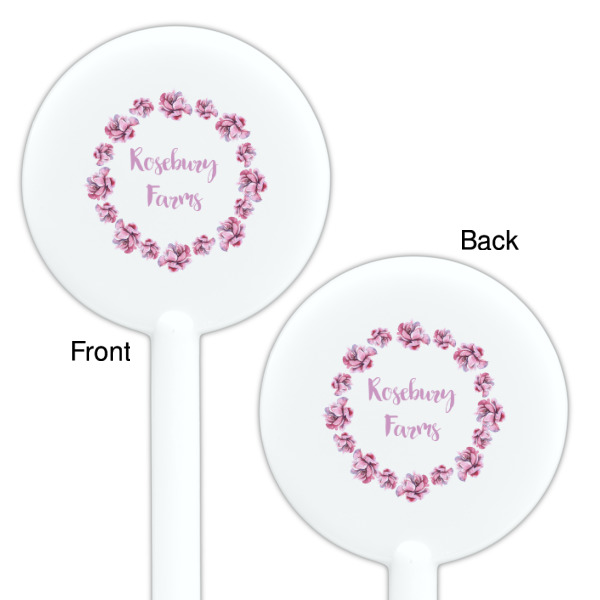 Custom Design - White Plastic 5.5" Stir Stick - Double Sided - Round - Front & Back