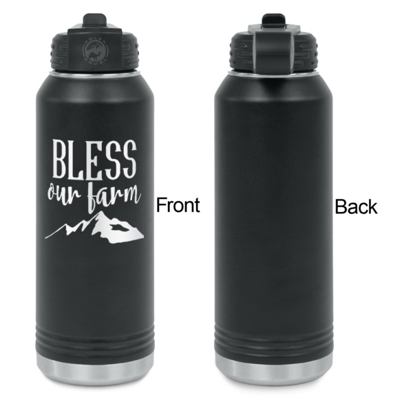 Custom Design - Laser Engraved Water Bottles - Front Engraving - Front & Back View