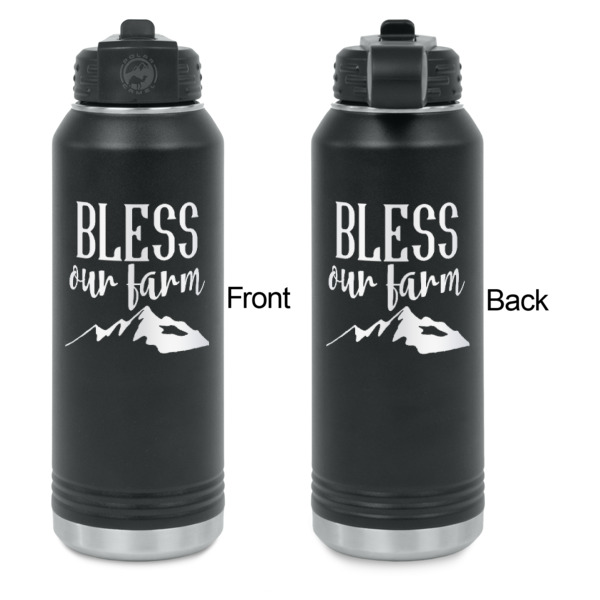 Custom Design - Laser Engraved Water Bottles - Front & Back Engraving - Front & Back View