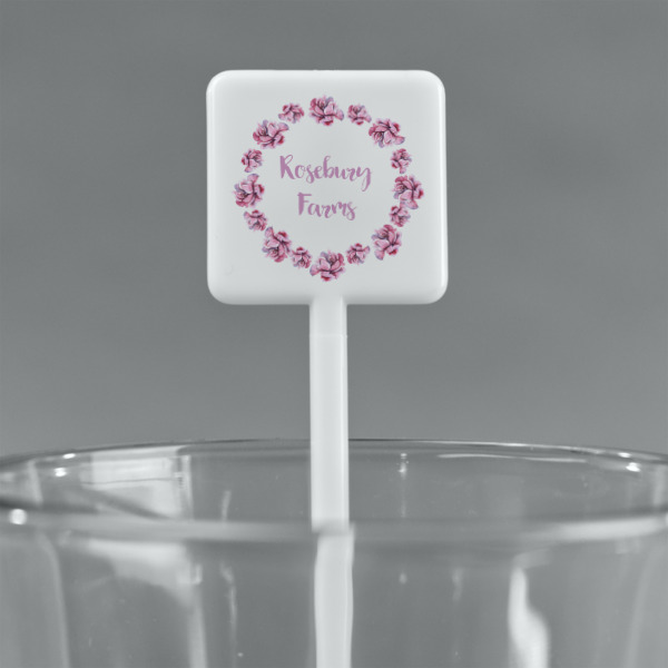 Custom Design - White Plastic Stir Stick - Square - Main