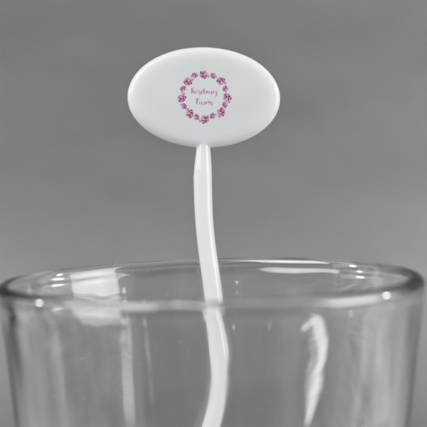 Custom Design - White Plastic 7" Stir Stick - Oval - Main