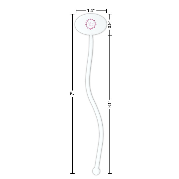 Custom Design - White Plastic 7" Stir Stick - Oval - Dimensions