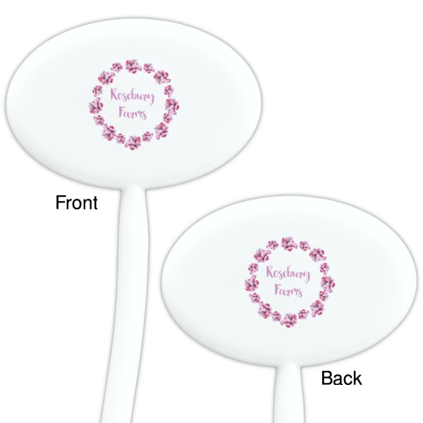 Custom Design - White Plastic 7" Stir Stick - Double Sided - Oval - Front & Back