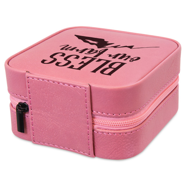 Custom Design - Travel Jewelry Boxes - Leather - Pink - View from Rear