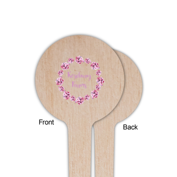 Custom Design - Wooden 4" Food Pick - Round - Single Sided - Front & Back