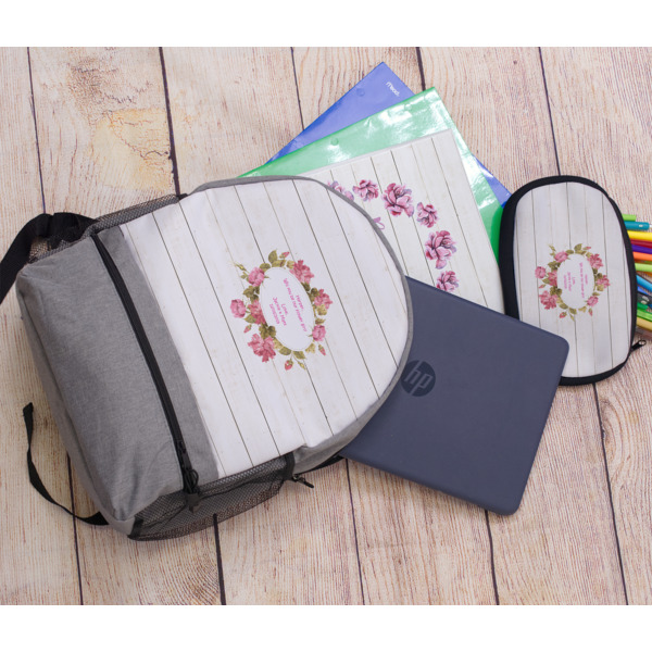 Custom Design - Large Backpack - Gray - With Stuff