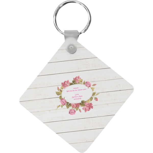 Custom Farm House Diamond Plastic Keychain w/ Name or Text